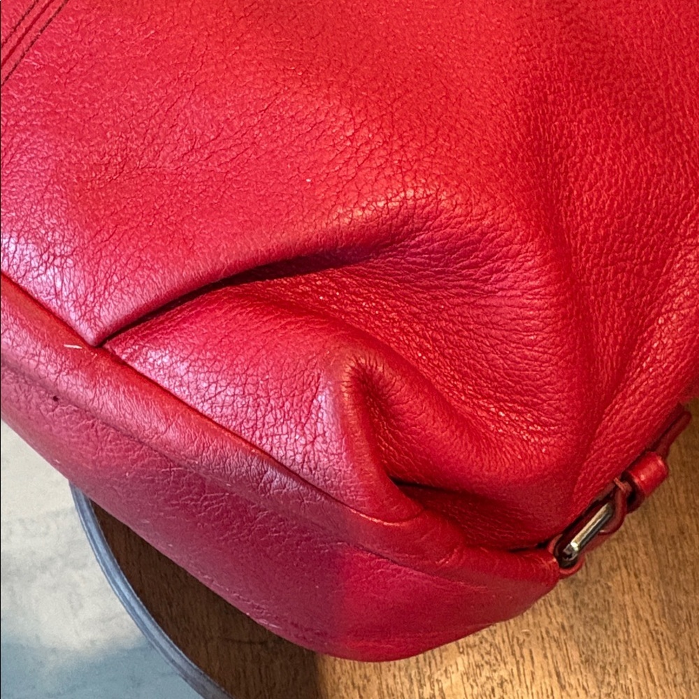 Coach Brooke  shoulder bag Satchel pebbled leather  Red 14142  Silvertone Hw EUC - Picture 11 of 17